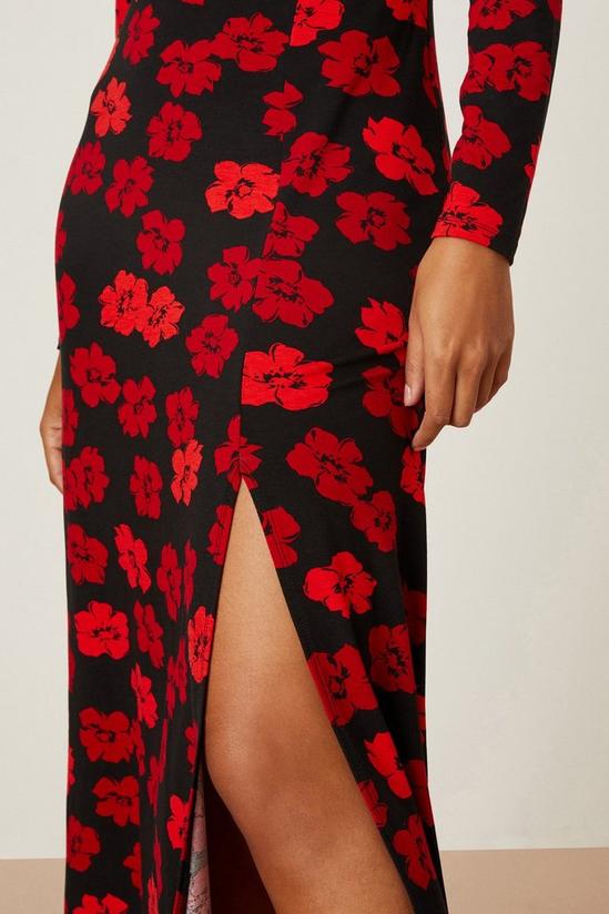 Dorothy Perkins Cora Long Sleeve Red Floral Midi Dress 5
