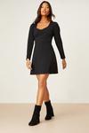 Dorothy Perkins Petite Long Sleeve Black Mini Dress thumbnail 2