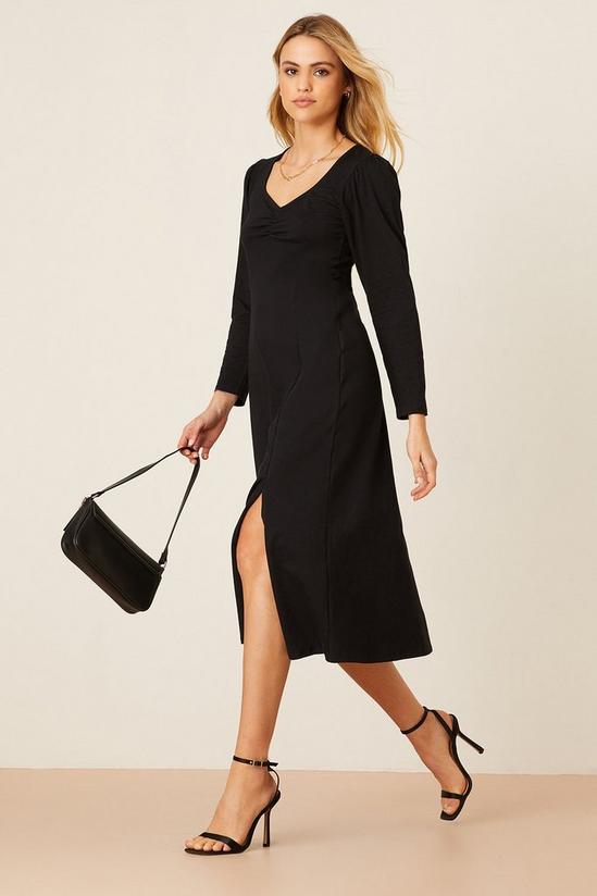 Dorothy Perkins Petite Long Sleeve Black Midi Dress 2