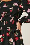Dorothy Perkins Large Floral Long Sleeve Shirred Midi Dress thumbnail 4