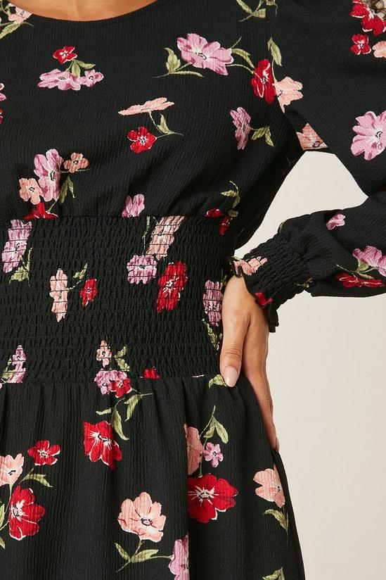 Dorothy Perkins Large Floral Long Sleeve Shirred Midi Dress 4