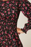 Dorothy Perkins Pink Ditsy Floral Long Sleeve Shirred Midi Dress thumbnail 4