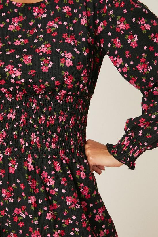 Dorothy Perkins Pink Ditsy Floral Long Sleeve Shirred Midi Dress 4