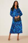 Dorothy Perkins Petite Blue Floral Twist Front Midi Dress thumbnail 1