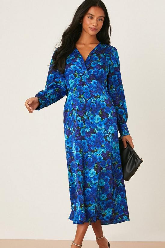 Dorothy Perkins Petite Blue Floral Twist Front Midi Dress 2