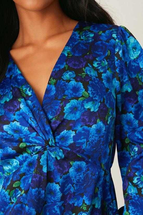 Dorothy Perkins Petite Blue Floral Twist Front Midi Dress 4