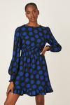 Dorothy Perkins Tall Blue Spot Shirred Textured Mini Dress thumbnail 1
