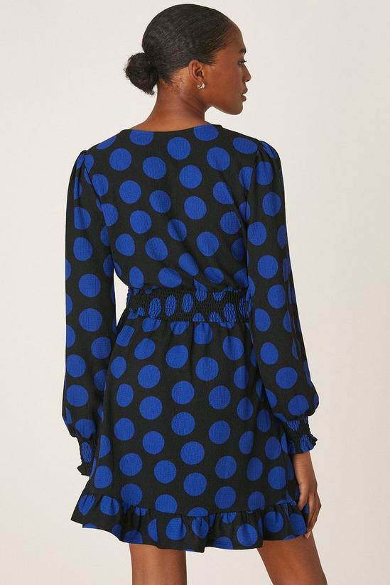 Dorothy Perkins Tall Blue Spot Shirred Textured Mini Dress 3