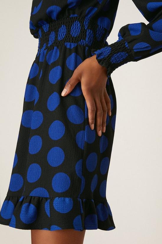 Dorothy Perkins Tall Blue Spot Shirred Textured Mini Dress 5