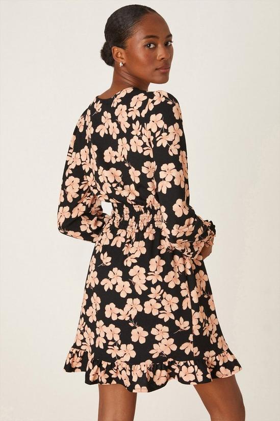 Dorothy Perkins Tall Mono Floral Shirred Textured Mini Dress 3