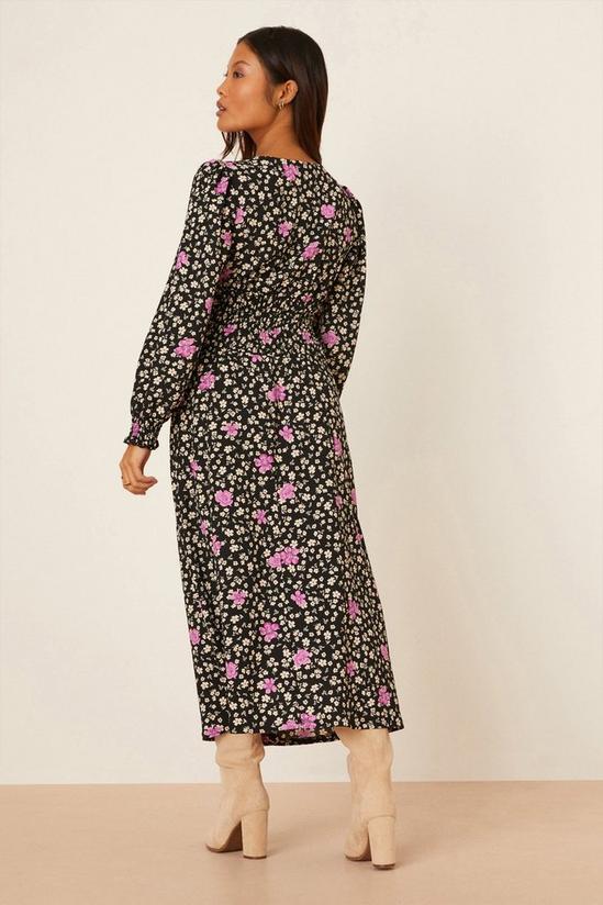 Dorothy Perkins Petite Ditsy Floral Shirred Waist Textured Midi Dress 3