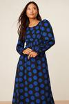Dorothy Perkins Petite Blue Spot Shirred Waist Textured Midi Dress thumbnail 1