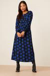Dorothy Perkins Petite Blue Spot Shirred Waist Textured Midi Dress thumbnail 2