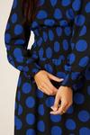 Dorothy Perkins Petite Blue Spot Shirred Waist Textured Midi Dress thumbnail 4