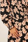 Dorothy Perkins Petite Mono Floral Shirred Waist Textured Midi Dress thumbnail 4