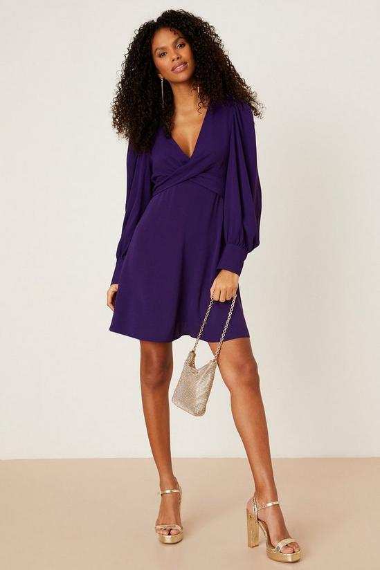 Dorothy Perkins Twist  Purple Long Sleeve Mini Dress 1