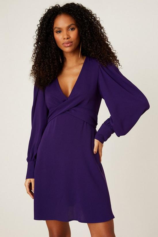 Dorothy Perkins Twist  Purple Long Sleeve Mini Dress 2