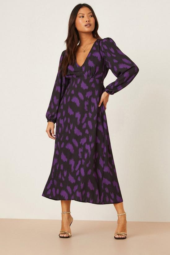Dorothy Perkins Petite Purple Animal Midi Dress 2
