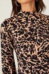 Dorothy Perkins Petite Leopard Long Sleeve Shift Mini Dress thumbnail 4