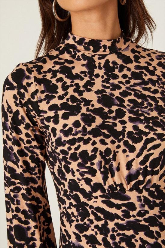 Dorothy Perkins Petite Leopard Long Sleeve Shift Mini Dress 4