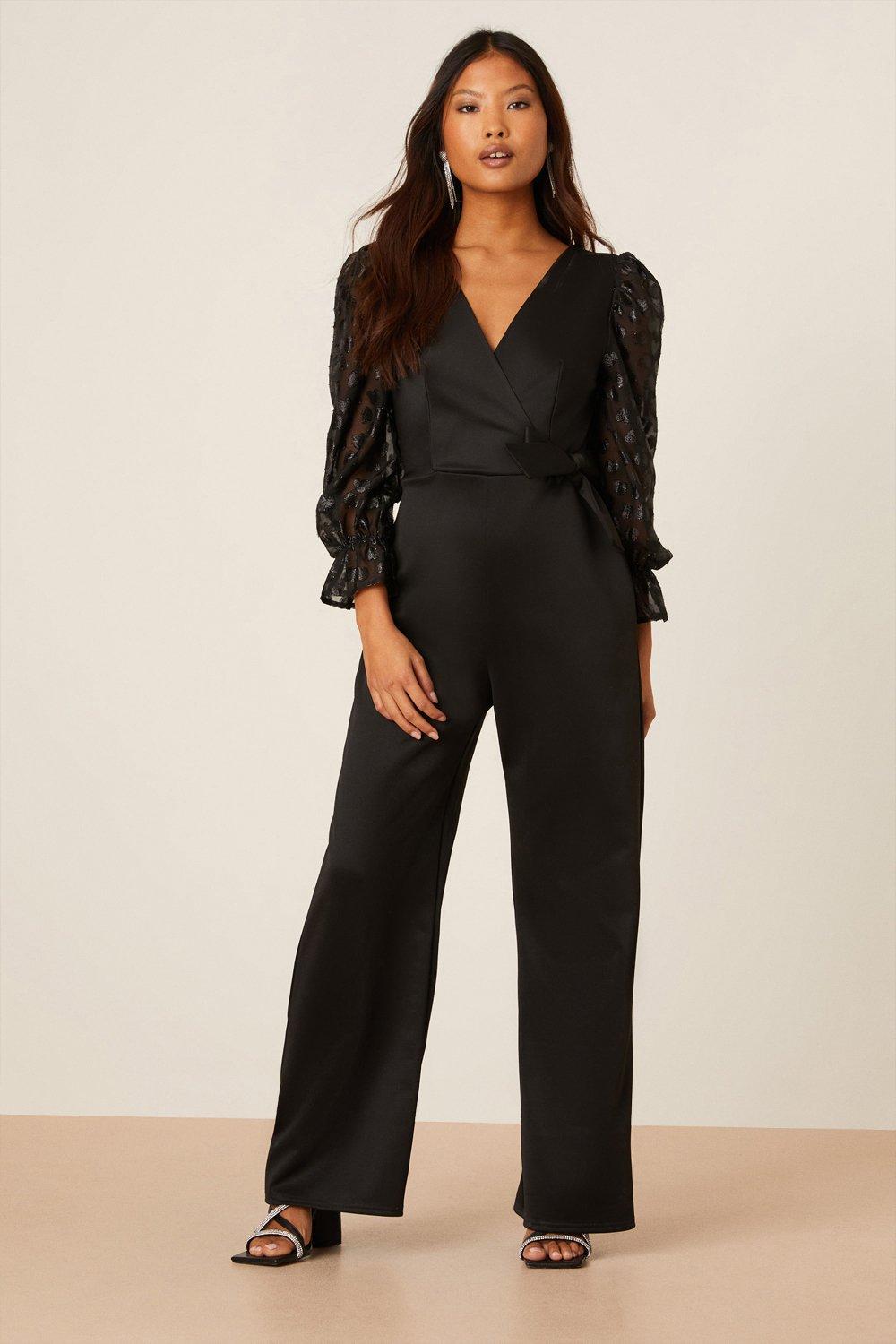 Jumpsuits | Petite Chiffon Sleeve Jumpsuit | Dorothy Perkins