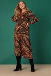 Dorothy Perkins Curve Orange Floral Belted Midi Dress thumbnail 1