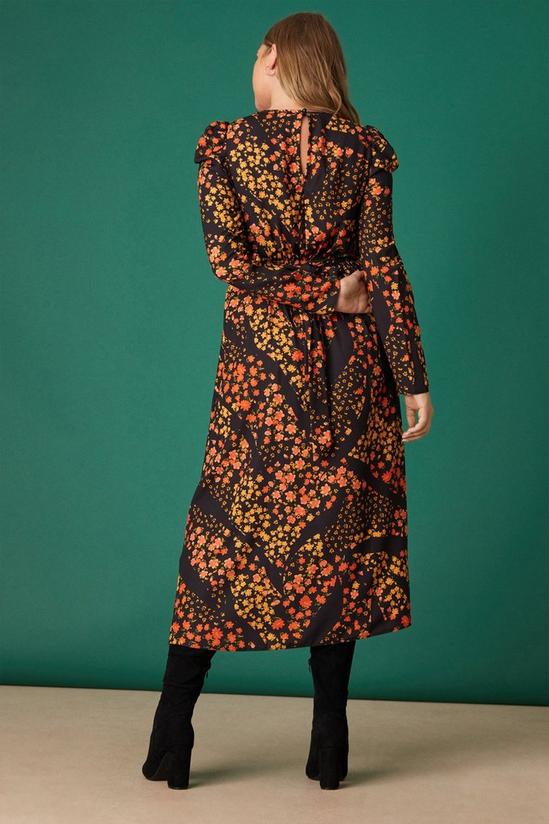 Dorothy Perkins Curve Orange Floral Belted Midi Dress 3