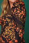 Dorothy Perkins Curve Orange Floral Belted Midi Dress thumbnail 4
