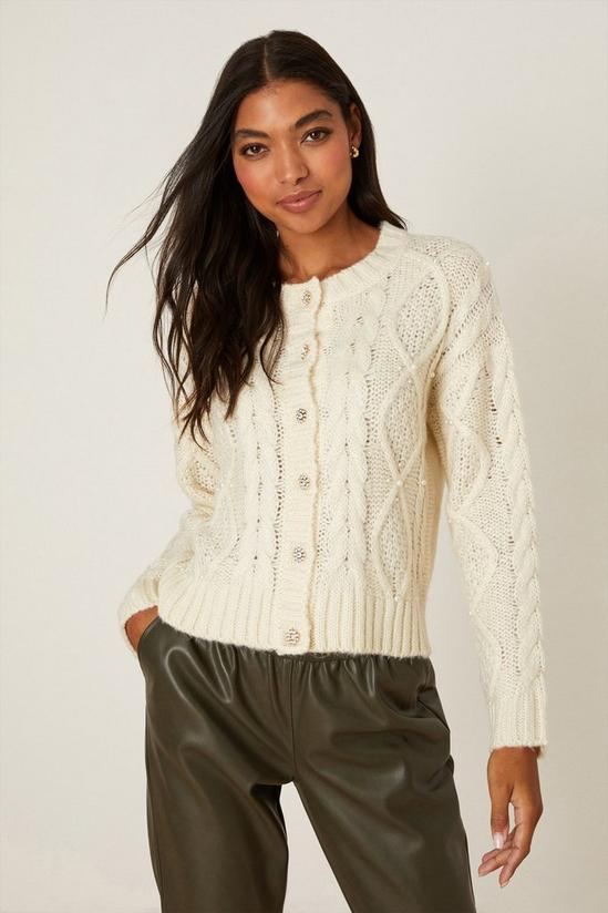 Dorothy Perkins Diamante Button Knitted Cardigan 1