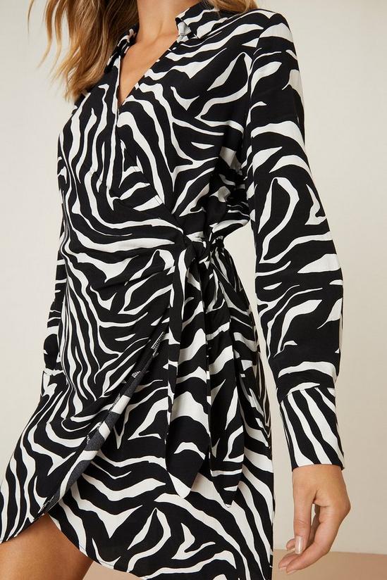 Dorothy Perkins Petite Mono Zebra Print Collar Wrap Mini Dress 4