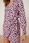 Dorothy Perkins Petite Pink Spot Print Collar Wrap Mini Dress thumbnail 4
