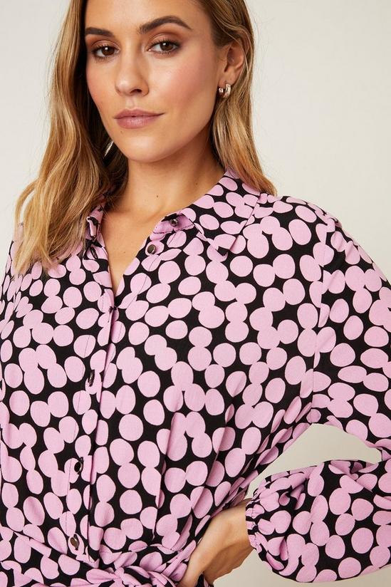 Dorothy Perkins Pink Spot Print Tie Midi Shirt Dress 4