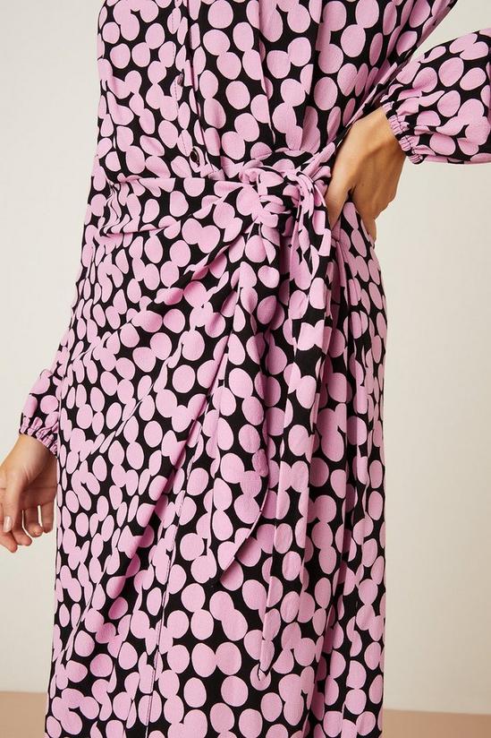 Dorothy Perkins Pink Spot Print Tie Midi Shirt Dress 5