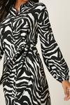 Dorothy Perkins Mono Zebra Print Tie Midi Shirt Dress thumbnail 5