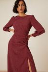 Dorothy Perkins Purple Spot Ruched Skirt Midi Dress thumbnail 1