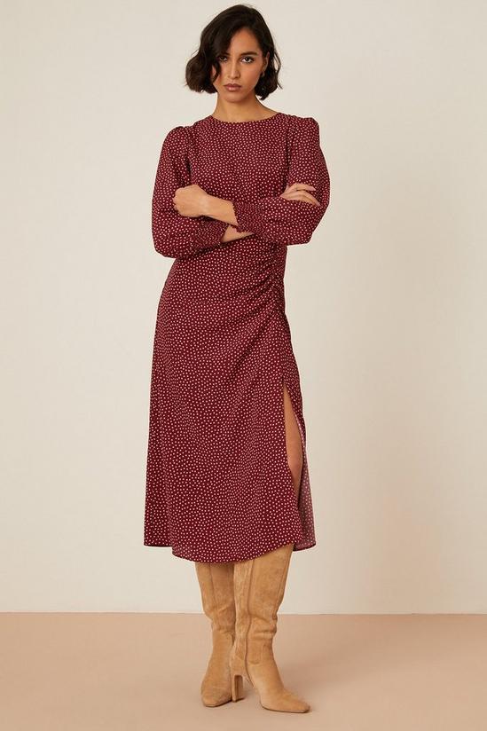 Dorothy Perkins Purple Spot Ruched Skirt Midi Dress 2