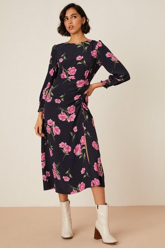 Dorothy Perkins Pink Floral Ruched Midi Dress 2