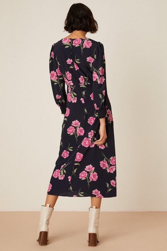Dorothy Perkins Pink Floral Ruched Midi Dress 3
