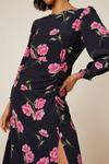 Dorothy Perkins Pink Floral Ruched Midi Dress thumbnail 4