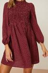 Dorothy Perkins Petite Purple Spot Shirred Bodice Mini Dress thumbnail 4