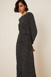 Dorothy Perkins Tall Mono Spot Ruched Skirt Midi Dress thumbnail 2