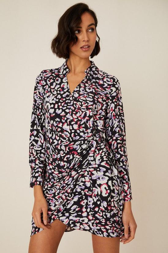 Dorothy Perkins Multi Leopard Print Collar Wrap Mini Dress 1
