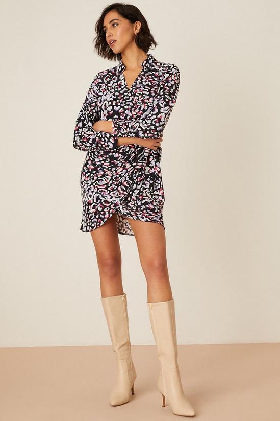 Dorothy Perkins Multi Leopard Print Collar Wrap Mini Dress 2