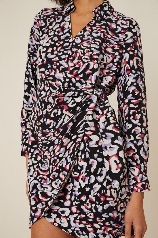 Dorothy Perkins Multi Leopard Print Collar Wrap Mini Dress 4