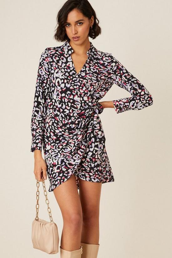 Dorothy Perkins Multi Leopard Print Collar Wrap Mini Dress 5
