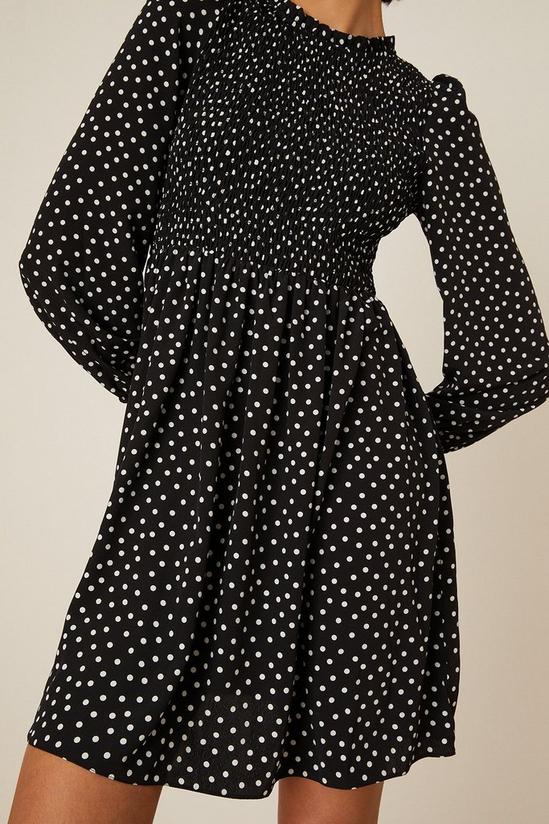 Dorothy Perkins Mono Spot Shirred Bodice Mini Dress 4