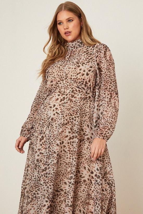 Dorothy Perkins Curve Leopard Chiffon Keyhole Midi Dress 1