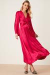 Dorothy Perkins Premium Pink Satin Tie Front Midi Dress thumbnail 1