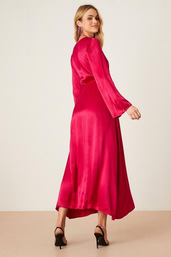Dorothy Perkins Premium Pink Satin Tie Front Midi Dress 3