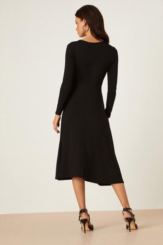 Dorothy Perkins Petite Black Long Sleeve Wrap Midi Dress 3